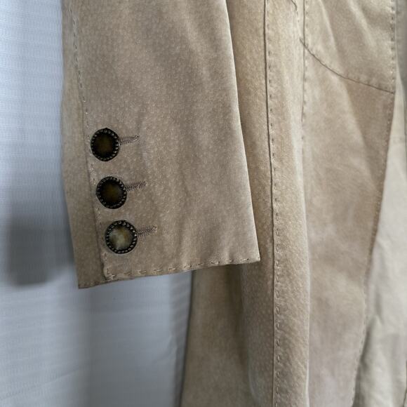 VTG Coldwater Creek Suede Long Beige Leather Jacket Women's Size Petite Medium - Picture 2 of 8